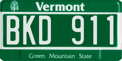 VT license plate BKD911