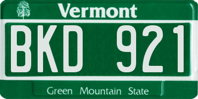 VT license plate BKD921