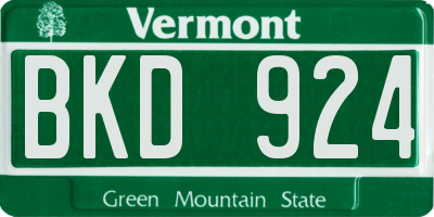 VT license plate BKD924