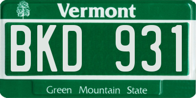 VT license plate BKD931