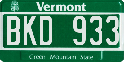 VT license plate BKD933