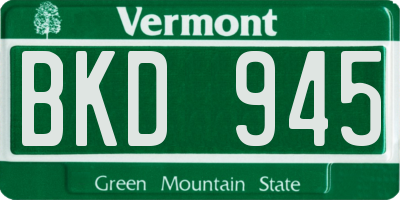 VT license plate BKD945