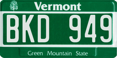 VT license plate BKD949