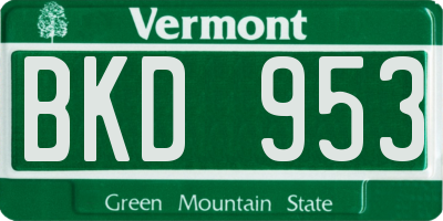 VT license plate BKD953