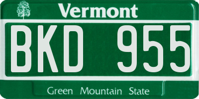 VT license plate BKD955