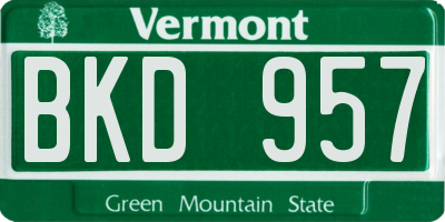VT license plate BKD957