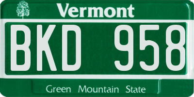 VT license plate BKD958