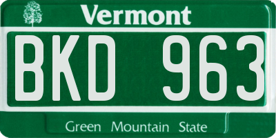 VT license plate BKD963