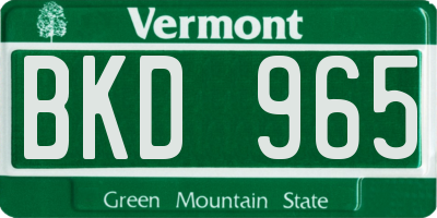 VT license plate BKD965