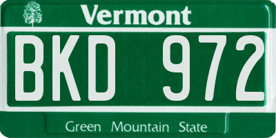 VT license plate BKD972