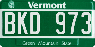 VT license plate BKD973