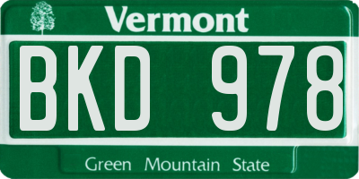 VT license plate BKD978