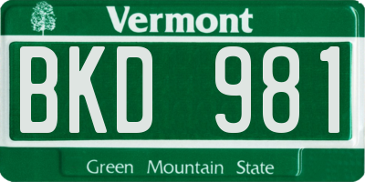 VT license plate BKD981