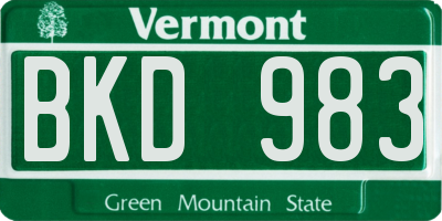 VT license plate BKD983