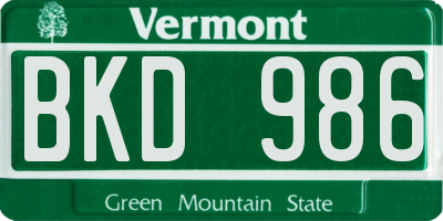 VT license plate BKD986