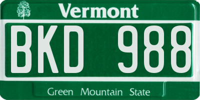 VT license plate BKD988