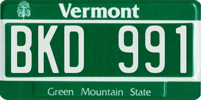 VT license plate BKD991