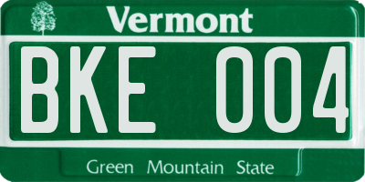 VT license plate BKE004