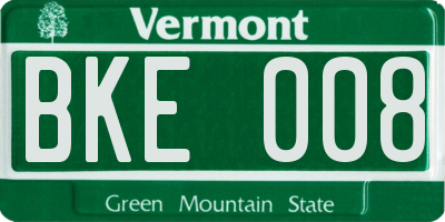 VT license plate BKE008