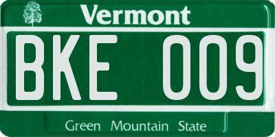 VT license plate BKE009