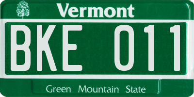 VT license plate BKE011