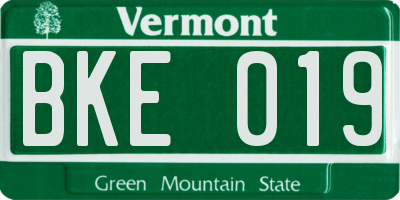 VT license plate BKE019