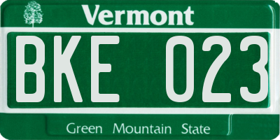 VT license plate BKE023