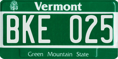 VT license plate BKE025
