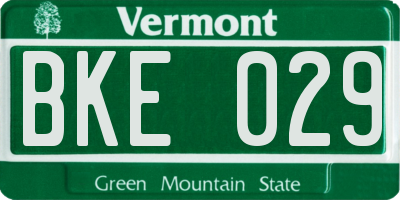 VT license plate BKE029