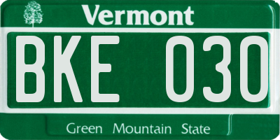 VT license plate BKE030