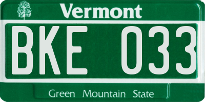 VT license plate BKE033