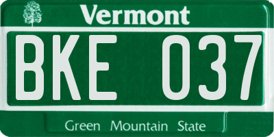 VT license plate BKE037