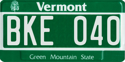 VT license plate BKE040