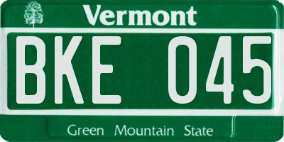 VT license plate BKE045