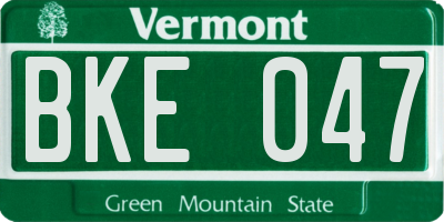 VT license plate BKE047
