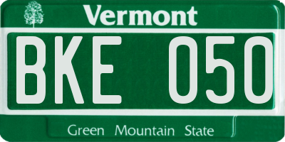 VT license plate BKE050