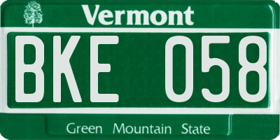 VT license plate BKE058