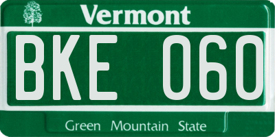 VT license plate BKE060