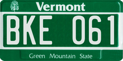 VT license plate BKE061