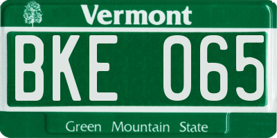 VT license plate BKE065
