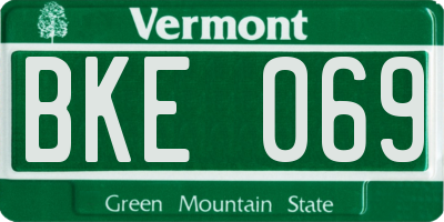 VT license plate BKE069