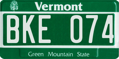 VT license plate BKE074