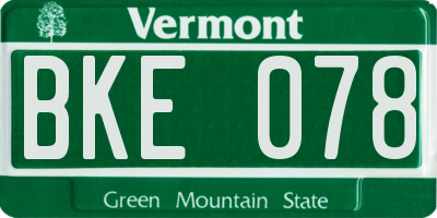 VT license plate BKE078