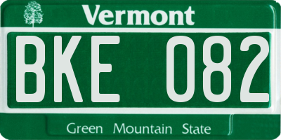 VT license plate BKE082