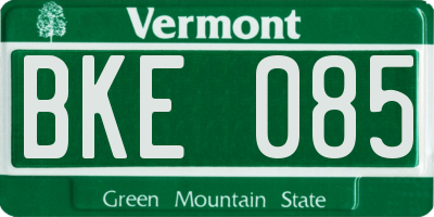 VT license plate BKE085