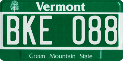 VT license plate BKE088