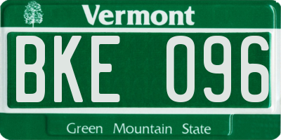 VT license plate BKE096
