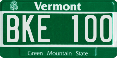 VT license plate BKE100