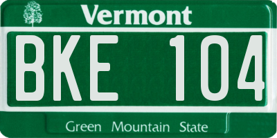 VT license plate BKE104