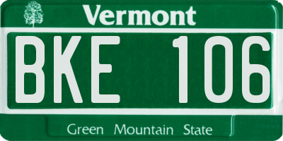 VT license plate BKE106